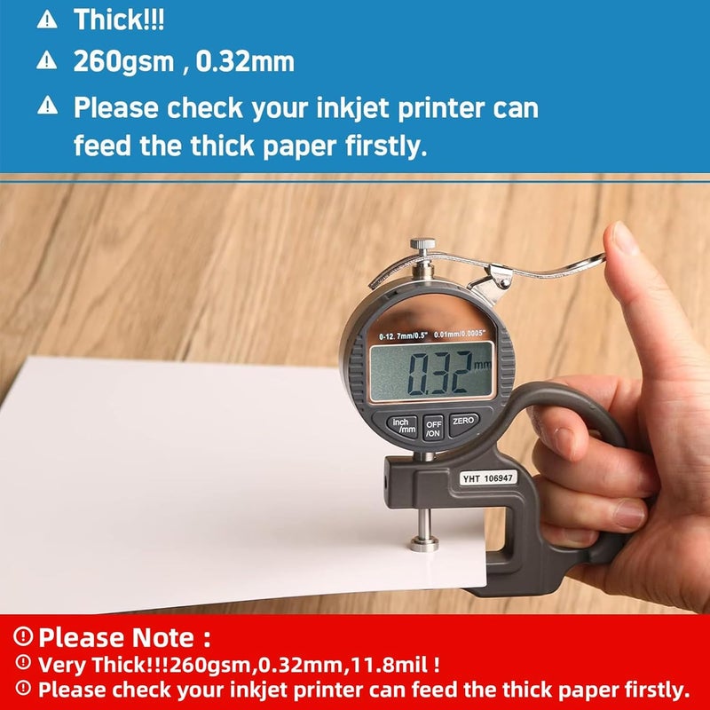 Uinkit Thick Photo Paper Glossy Double Sided 100 Sheets 8.5x11 Heavyweight 68lb 260gsm Inkjet Both Sides Printable 11.8mil A4 Letter size Flyer Bulk Pack 8.5 x 11 Card paper postcard postal A189 (100) - Image 2