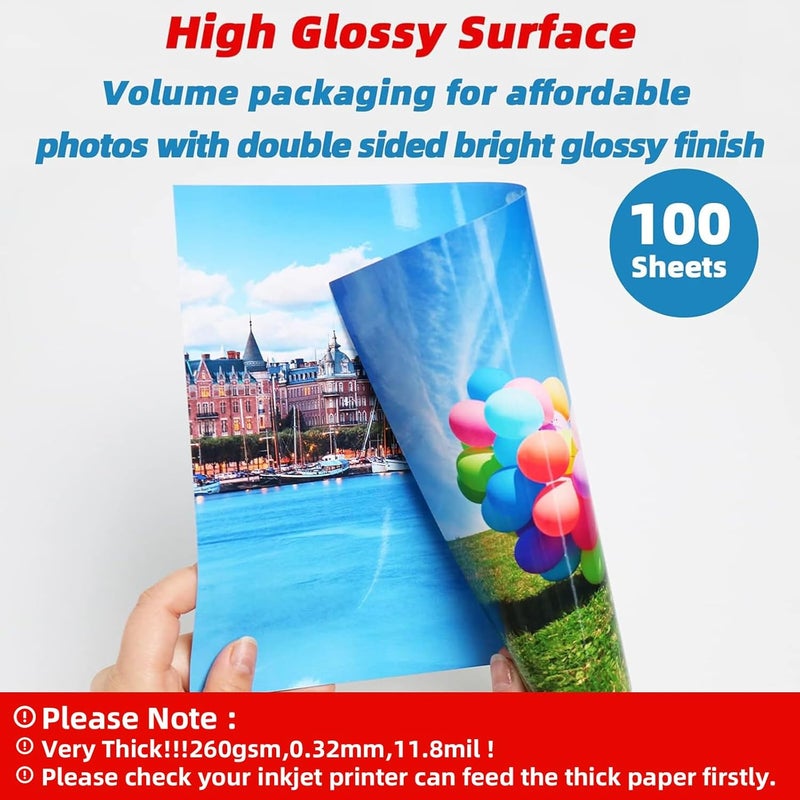 Uinkit Thick Photo Paper Glossy Double Sided 100 Sheets 8.5x11 Heavyweight 68lb 260gsm Inkjet Both Sides Printable 11.8mil A4 Letter size Flyer Bulk Pack 8.5 x 11 Card paper postcard postal A189 (100) - Image 5