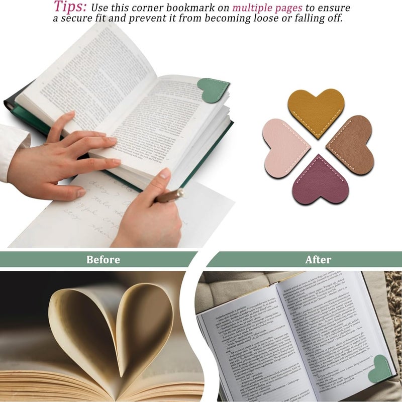 Leather Love Corner Bookmark Set 12 Pack Reading Lovers Handmade Cute Small Gift Page Folder Reading Accessories Color - Image 4