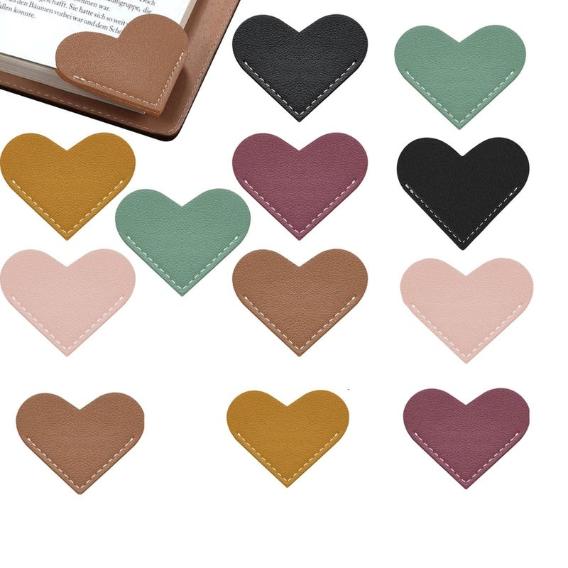 Leather Love Corner Bookmark Set 12 Pack Reading Lovers Handmade Cute Small Gift Page Folder Reading Accessories Color - Image 1