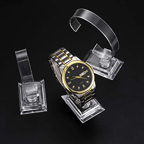HexinYigjly 10 Pcs Watch Display Stand Holder, 4 inch/3.5 inch Clear Plastic Watch Display Stand Rack, Round Transparent Bracelet Stand Holder - Image 5