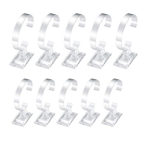 HexinYigjly 10 Pcs Watch Display Stand Holder, 4 inch/3.5 inch Clear Plastic Watch Display Stand Rack, Round Transparent Bracelet Stand Holder - Image 1