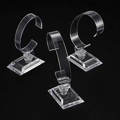 HexinYigjly 10 Pcs Watch Display Stand Holder, 4 inch/3.5 inch Clear Plastic Watch Display Stand Rack, Round Transparent Bracelet Stand Holder - Image 4
