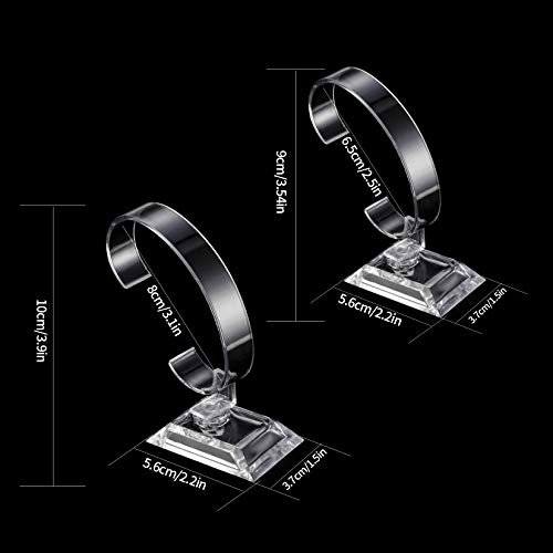 HexinYigjly 10 Pcs Watch Display Stand Holder, 4 inch/3.5 inch Clear Plastic Watch Display Stand Rack, Round Transparent Bracelet Stand Holder - Image 2