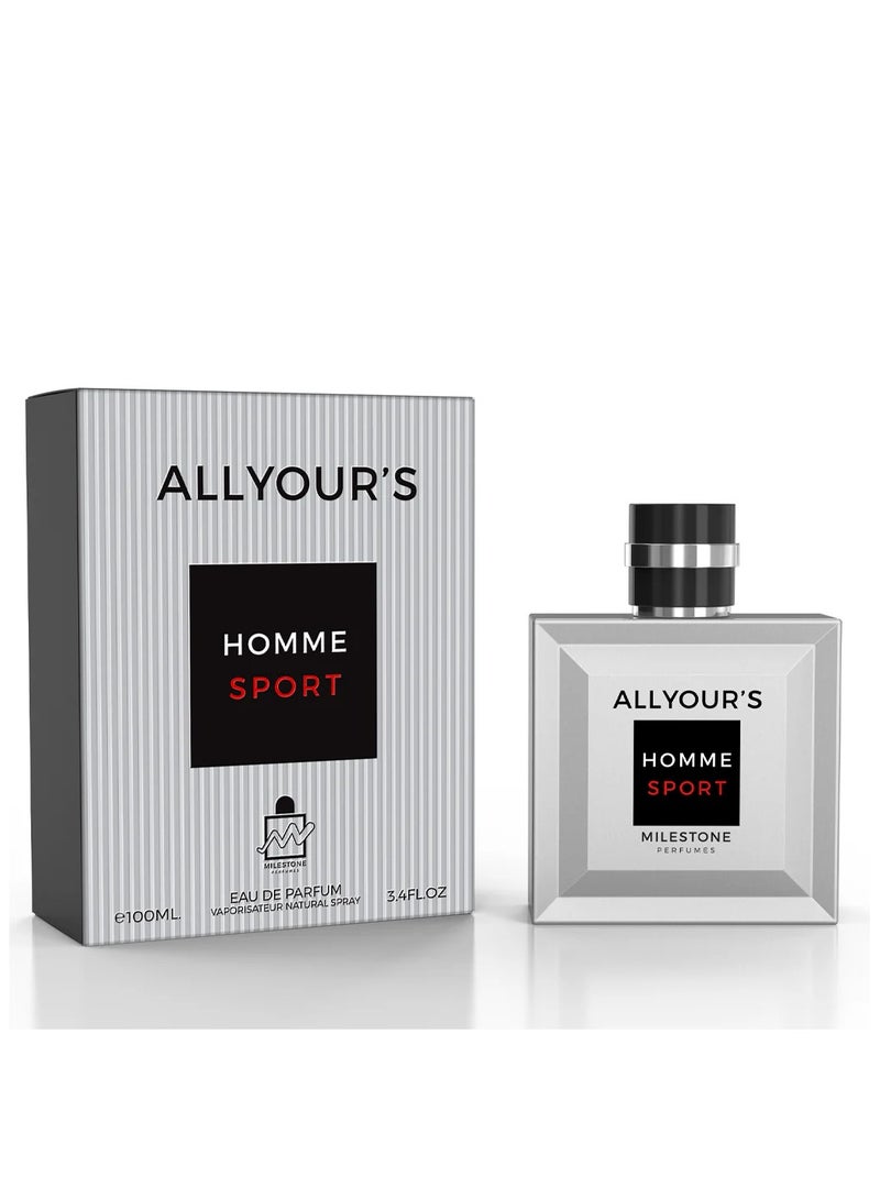 Milestone Allyour's Homme Sport Eau De Parfum For Men - 100 ML - Image 1