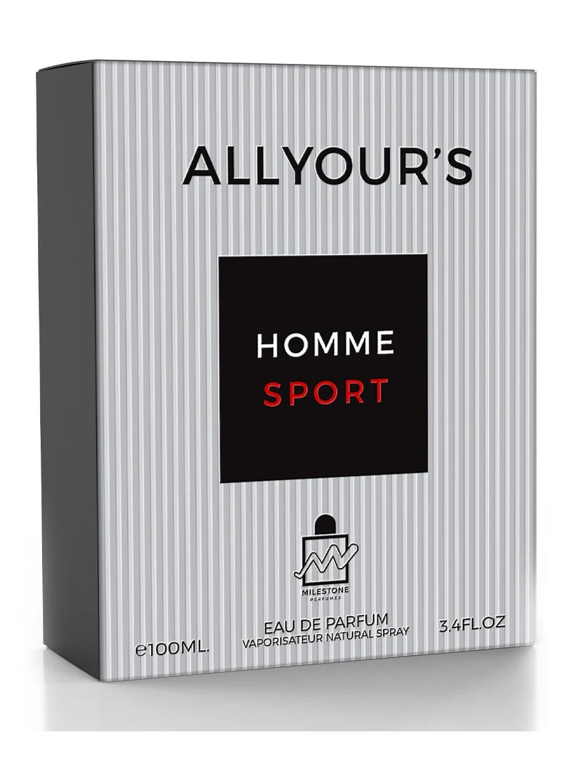 Milestone Allyour's Homme Sport Eau De Parfum For Men - 100 ML - Image 2