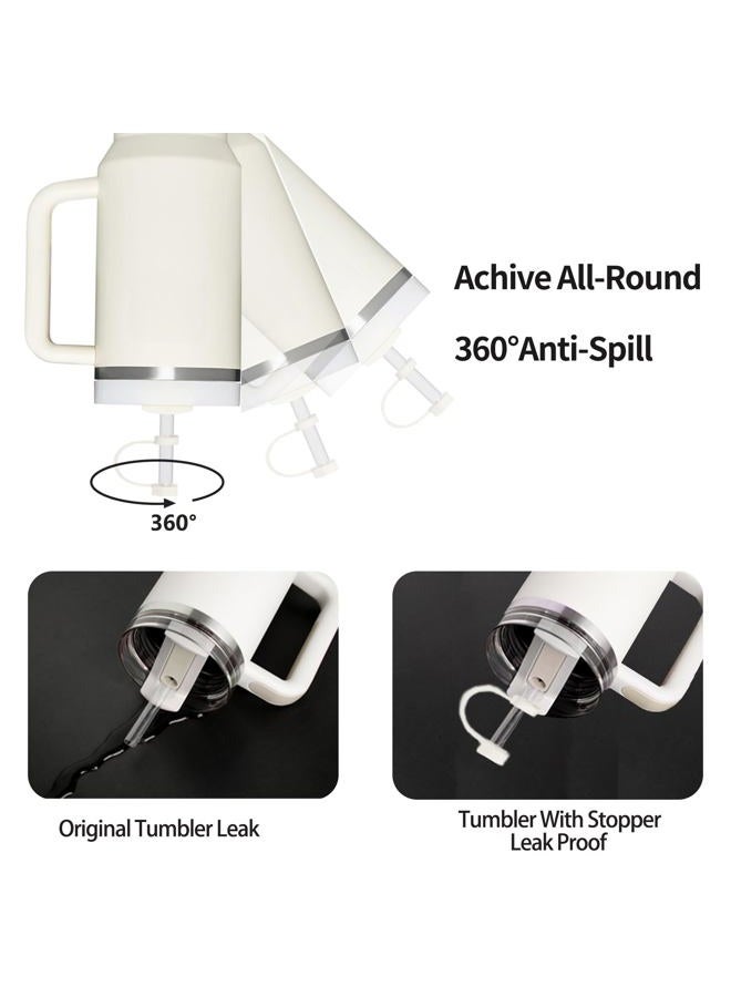 DUNLAGUE Silicone Spill Stopper Set Compatible with Stanley Cup 2.0 30oz & 40oz with Straw Cover (Set of 2, Cream) - Image 4