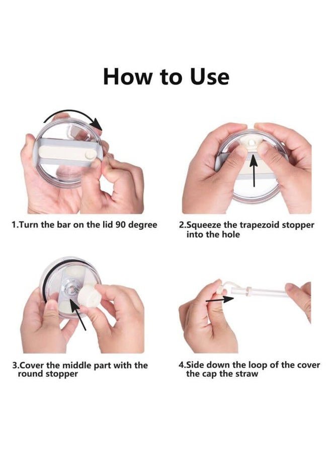 DUNLAGUE Silicone Spill Stopper Set Compatible with Stanley Cup 2.0 30oz & 40oz with Straw Cover (Set of 2, Cream) - Image 5