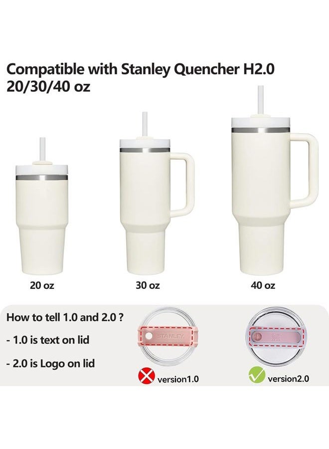 DUNLAGUE Silicone Spill Stopper Set Compatible with Stanley Cup 2.0 30oz & 40oz with Straw Cover (Set of 2, Cream) - Image 2