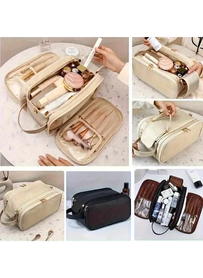 Large Pink Makeup Organizer Bag Multi Layer Cosmetic Travel Case - Image 5