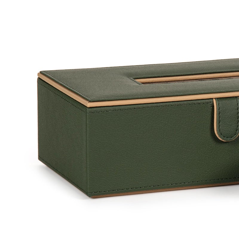 CASA BOTANICAL 2.CASA BOTANICAL Leather Car Tissue Box & Tea Coasters Combo - Set of 2 (Green) | Napkin Holder & Tissue Dispenser for Cars, Office, Dining Room, Home Decor - Image 3