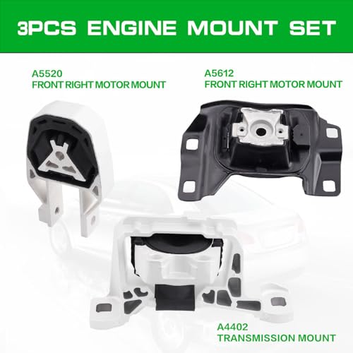 loongrie Engine Motor and Transmission Mount Kit Compatible with 2012 2013 2014 2015 2016 2017 2018 Focus 2.0L L4 Engine OE A5646 AV6Z6038A A5612 AV6Z6068A A5520 CV6Z6068A Set of 3 - Image 2