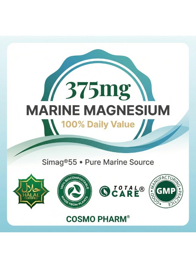 Cosmo Pharm Natural Marine Magnesium 375 + B6 | Supports a Calm Mind, Muscles & Energy | 90 Vegetable Capsules - Image 5