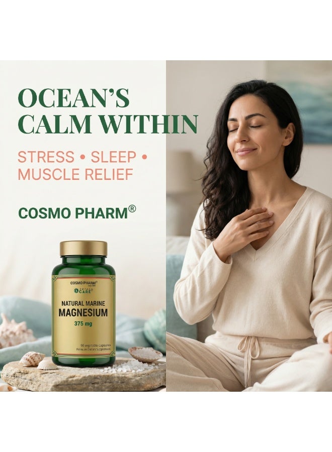 Cosmo Pharm Natural Marine Magnesium 375 + B6 | Supports a Calm Mind, Muscles & Energy | 90 Vegetable Capsules - Image 4