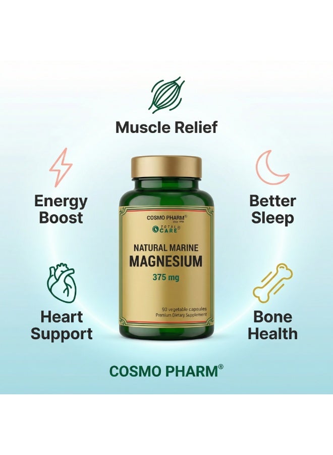 Cosmo Pharm Natural Marine Magnesium 375 + B6 | Supports a Calm Mind, Muscles & Energy | 90 Vegetable Capsules - Image 3