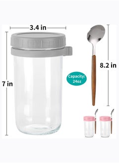 Arabest Overnight Oats Containers with lids and Spoons 24 Oz Jars for Overnight Oats  2 Pack Glass Food Storage Containers for Oatmeal - Meal Prep Container/Canning Jars/Food Jars  - Image 2