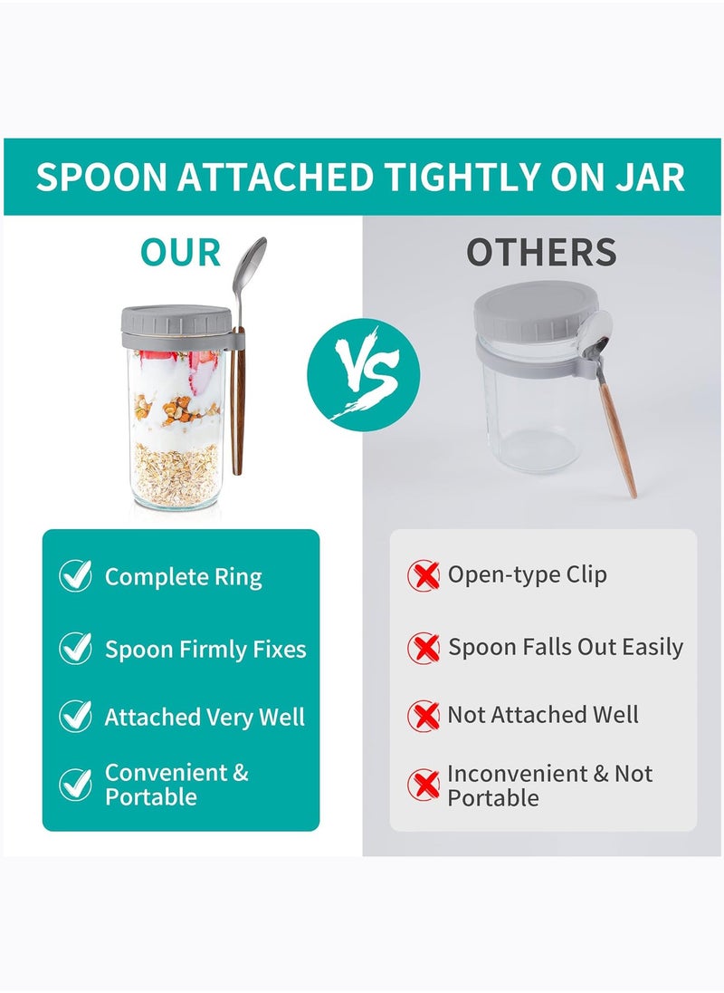 Arabest - Overnight Oats Containers with lids and Spoons 24 Oz Jars for Overnight Oats  2 Pack Glass Food Storage Containers for Oatmeal - Meal Prep Container/Canning Jars/Food Jars - Image 1