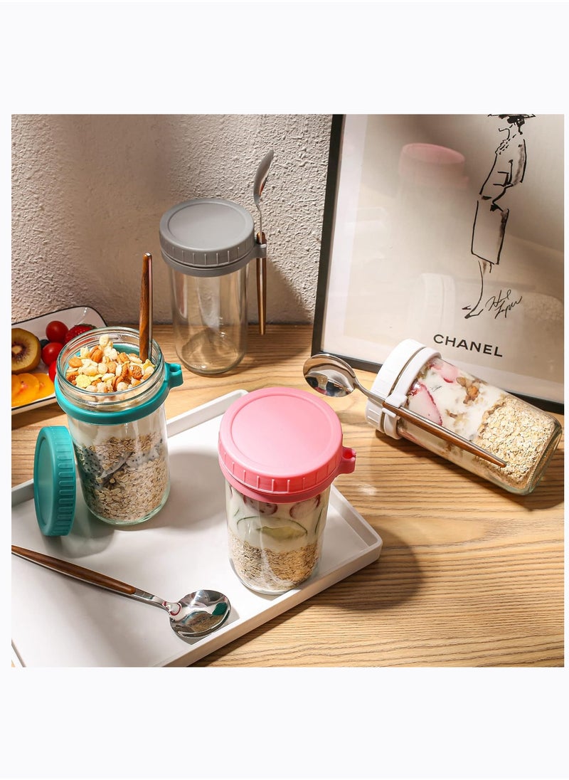 Arabest - Overnight Oats Containers with lids and Spoons 24 Oz Jars for Overnight Oats  2 Pack Glass Food Storage Containers for Oatmeal - Meal Prep Container/Canning Jars/Food Jars - Image 1