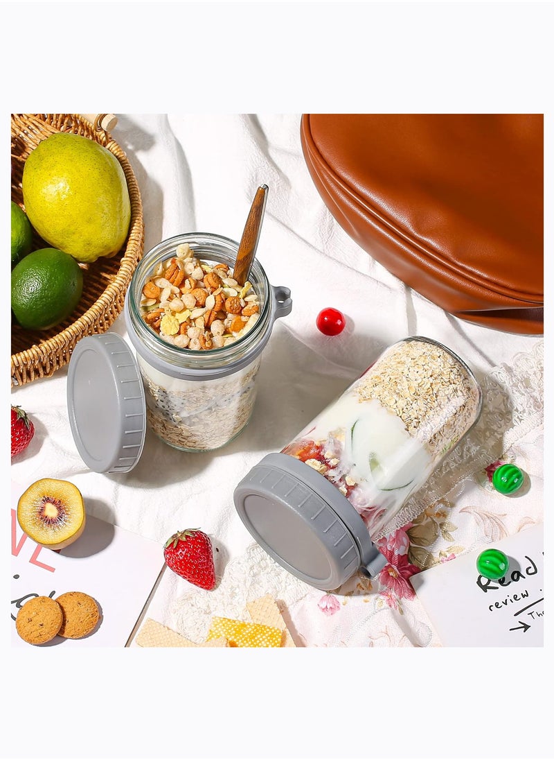 Arabest - Overnight Oats Containers with lids and Spoons 24 Oz Jars for Overnight Oats  2 Pack Glass Food Storage Containers for Oatmeal - Meal Prep Container/Canning Jars/Food Jars - Image 1