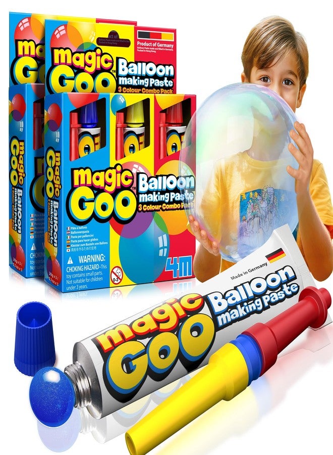 4M Magic Goo - مجموعة متنوعة من بالونات الفقاعات البلاستيكية السحرية من 3 ألوان - بالونات قابلة للنفخ باستخدام ماصة - بالونات شفافة فقاعات لهدايا الحفلات - بالونات بلاستيكية كبيرة للأطفال - Image 1