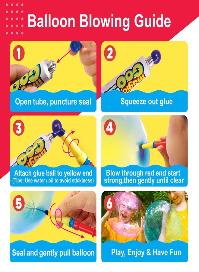 4M Magic Goo - مجموعة متنوعة من بالونات الفقاعات البلاستيكية السحرية من 3 ألوان - بالونات قابلة للنفخ باستخدام ماصة - بالونات شفافة فقاعات لهدايا الحفلات - بالونات بلاستيكية كبيرة للأطفال - Image 5