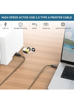 ماركة غير محددة تمديد كابل طابعة USB نشط بطول 10 متر، سلك طابعة USB 2.0 USB A إلى B، سلك الماسح الضوئي، كابل تمديد USB نشط عالي السرعة، كابل USB للطابعة متوافق مع الطابعة والماسح الضوئي وجهاز الفاكس  - Image 2