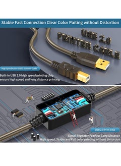 ماركة غير محددة تمديد كابل طابعة USB نشط بطول 10 متر، سلك طابعة USB 2.0 USB A إلى B، سلك الماسح الضوئي، كابل تمديد USB نشط عالي السرعة، كابل USB للطابعة متوافق مع الطابعة والماسح الضوئي وجهاز الفاكس  - Image 4