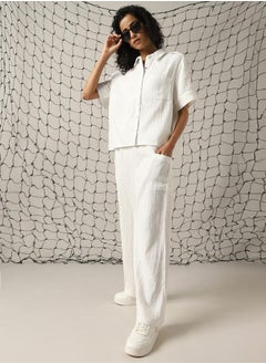Hubberholme Self Design Double Cloth Pure Cotton Shirt With Trouser  - Image 1
