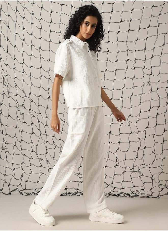 Hubberholme - Self Design Double Cloth Pure Cotton Shirt With Trouser - Image 1