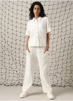 Hubberholme Self Design Double Cloth Pure Cotton Shirt With Trouser  - Image 2