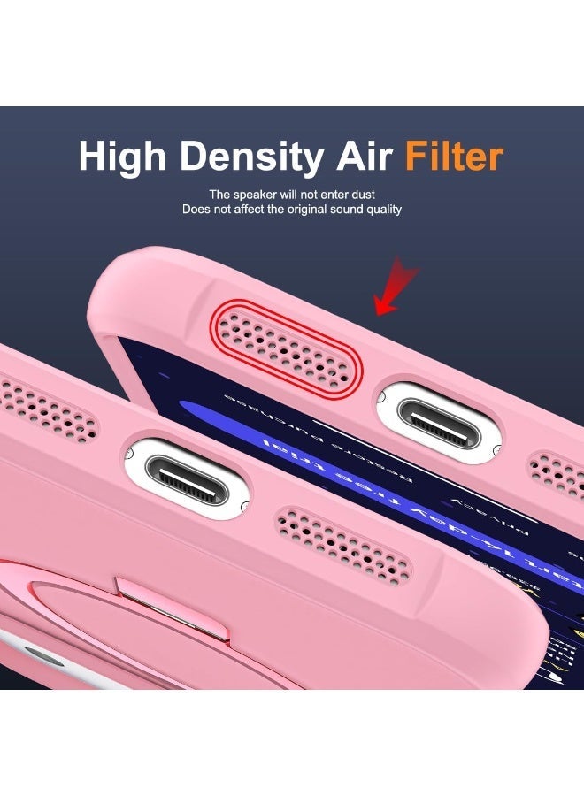 جراب هاتف شفاف عسكري متوافق مع iPhone 17 Pro مع حامل مغناطيسي غير مرئي على شكل حلقة لهاتف iPhone 17 Pro مقاس 6.3 بوصة [متوافق مع Mag-Safe] [شعور قبضة رائع]، وردي - Image 2