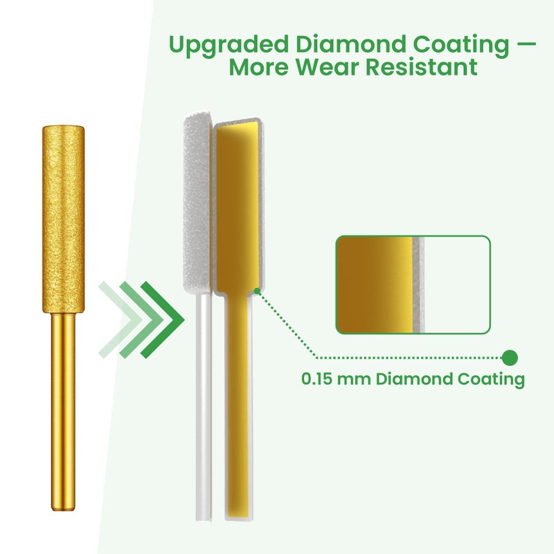 Byane Diamond Chainsaw Sharpening Bits - 3/16'' (4.8mm) Carbide Chain Grinding Stones 10PCS, Optimized for Carbide & Standard Chains, Electric Grinder Replacement - Image 3