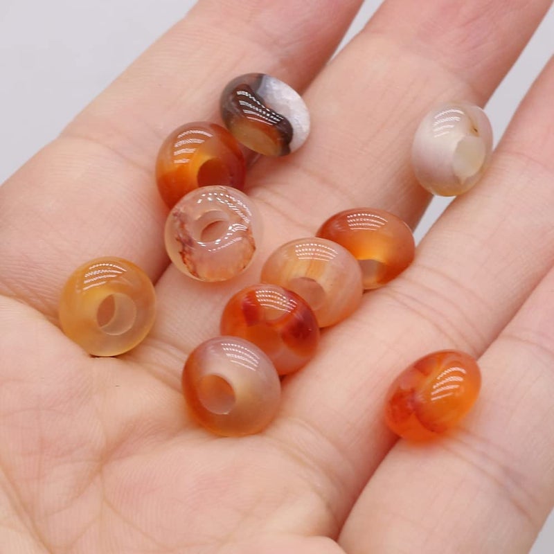 Zotoone 50pcs Natural Semi-precious Stone Large Hole Loose Beads Abacus Shape Fashionable Opal Amethyst Unakite Rose Quartz Charm Beads for Making Necklace Bracelet - Image 5
