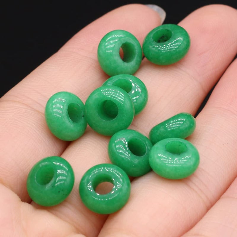 Zotoone 50pcs Natural Semi-precious Stone Large Hole Loose Beads Abacus Shape Fashionable Opal Amethyst Unakite Rose Quartz Charm Beads for Making Necklace Bracelet - Image 3