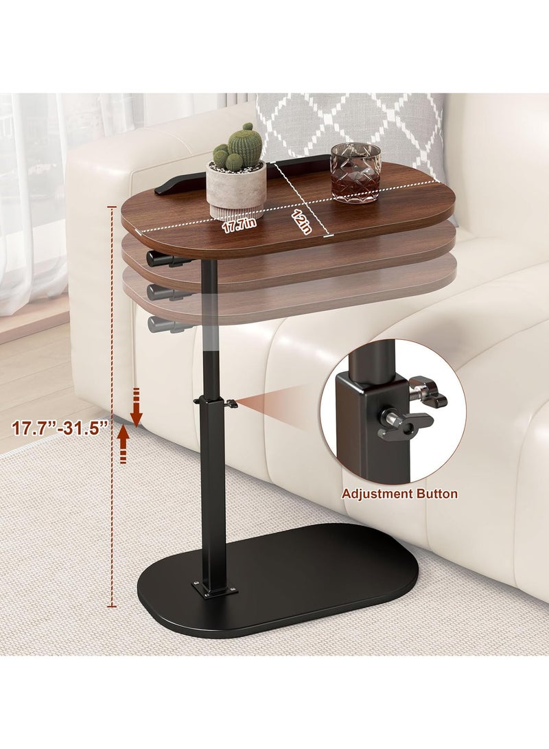 انسجام طاولة جانبية على شكل حرف C قابلة لتعديل الارتفاع، تدور بزاوية 360 درجة، وطاولة جانبية على شكل حرف C قابلة للفتح والإغلاق، وطاولات جانبية متحركة على شكل حرف C، وحامل كمبيوتر محمول على شكل حرف C، وطاولة قهوة لسرير الأريكة، وطاولة صينية تلفزيون صغيرة لغرفة المعيشة وغرفة النوم - Image 2