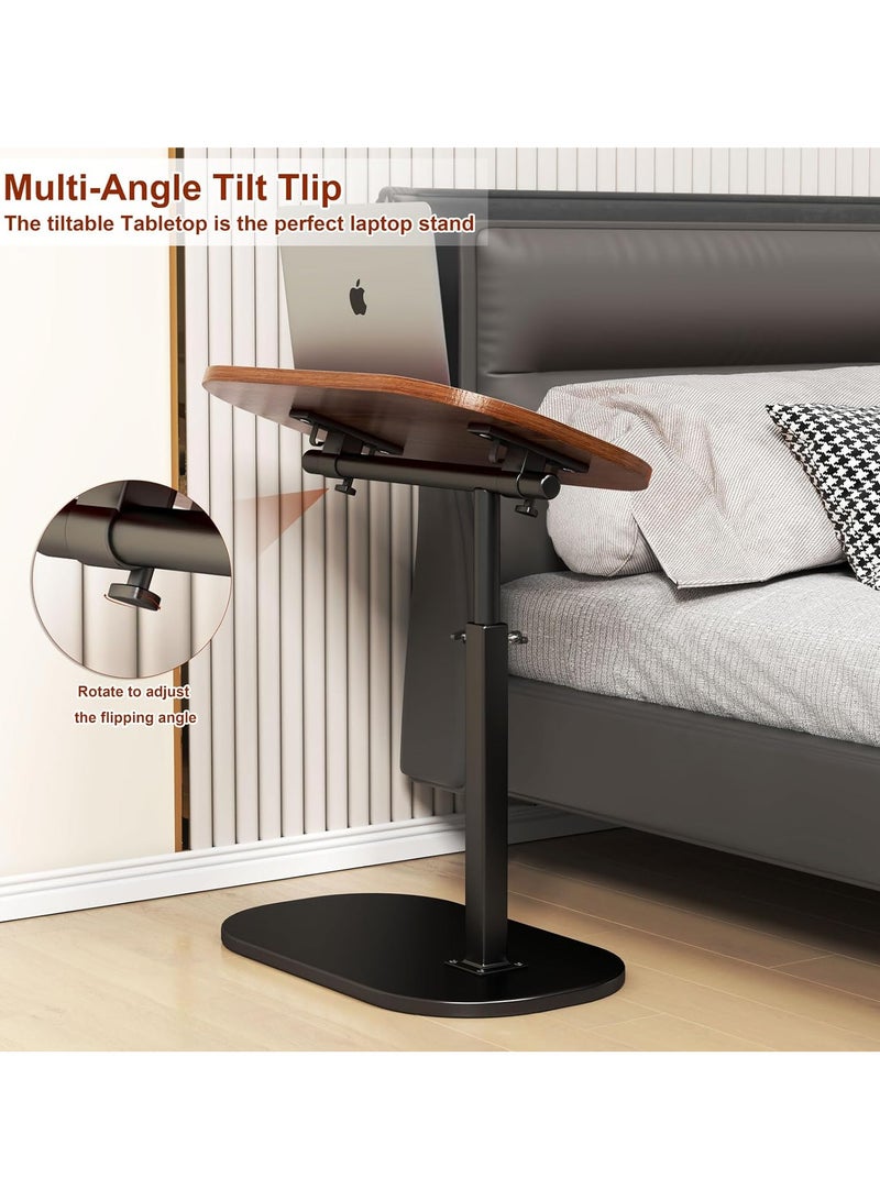 انسجام طاولة جانبية على شكل حرف C قابلة لتعديل الارتفاع، تدور بزاوية 360 درجة، وطاولة جانبية على شكل حرف C قابلة للفتح والإغلاق، وطاولات جانبية متحركة على شكل حرف C، وحامل كمبيوتر محمول على شكل حرف C، وطاولة قهوة لسرير الأريكة، وطاولة صينية تلفزيون صغيرة لغرفة المعيشة وغرفة النوم - Image 3