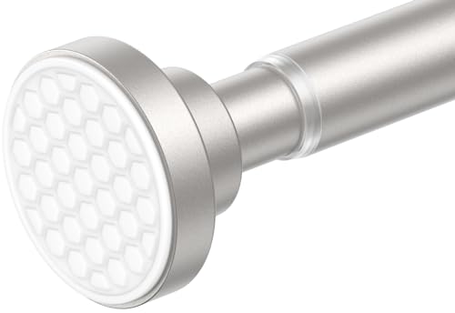 AIZESI Brushed Nickel Shower Curtain Rod Adjustable 4274 Inch Tension Shower Curtain Rod 1 Diameter Shower Rod No Drilling AntiSlip Premium Stainless Steel AntiRust - Image 1