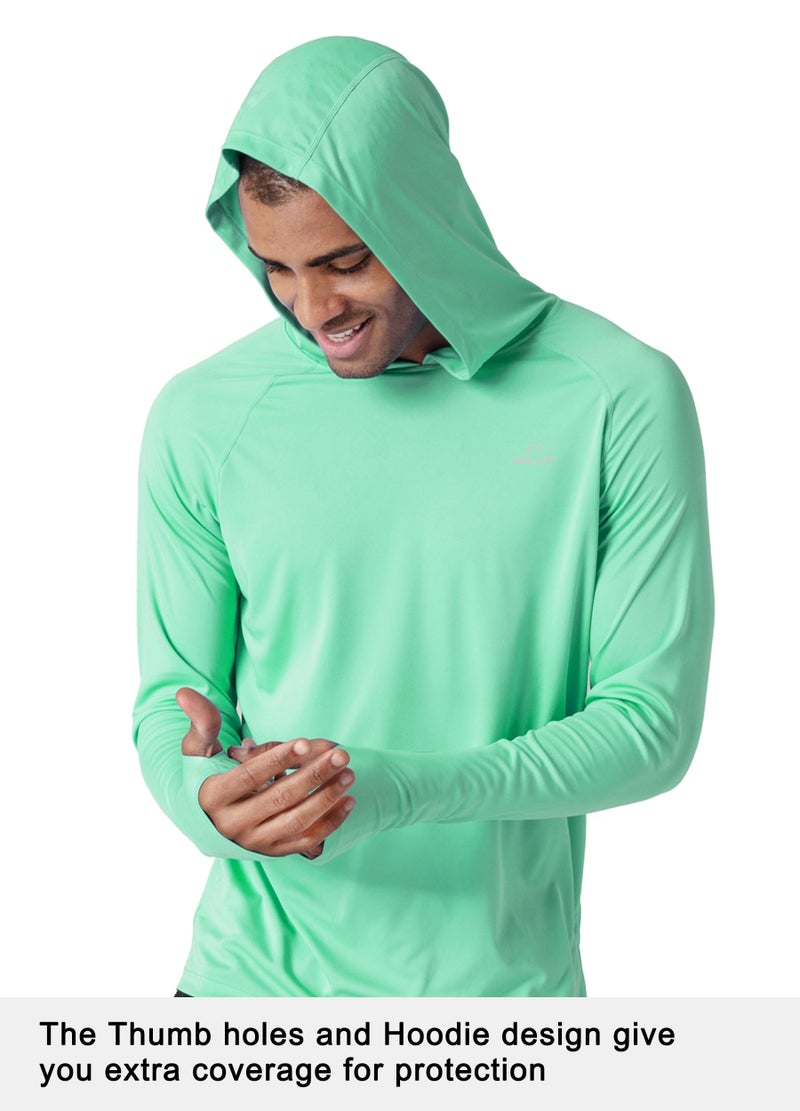 Willit Men's UPF 50+ Sun Protection Hoodie Lightweight Long Sleeve Fishing Shirt Loose Fit Swim Rash Guard Light Green M - Image 2
