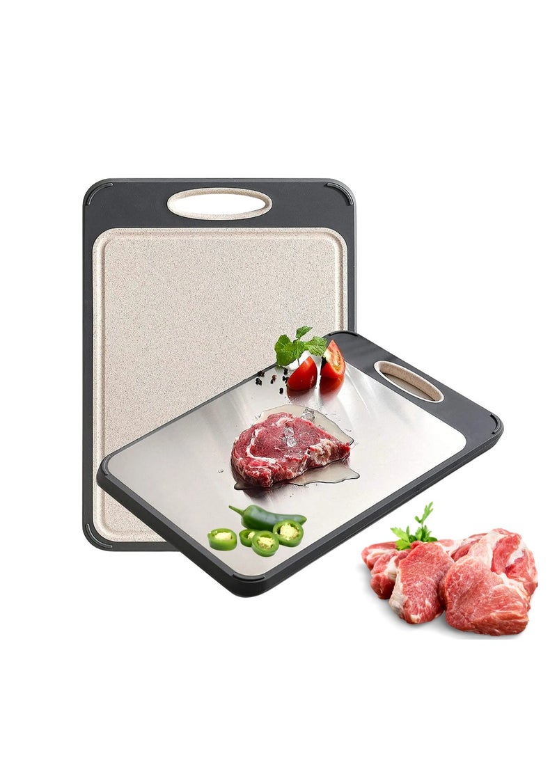 Zimtal Stainless Steel and Plastic Double-Sided Kitchen Chopping Board for Meat, Vegetables, and Fruit; Non-slip, Easy to Clean, Handle with Comfort; Multi-Purpose, Large Cutting Board (Upgraded) - Image 1