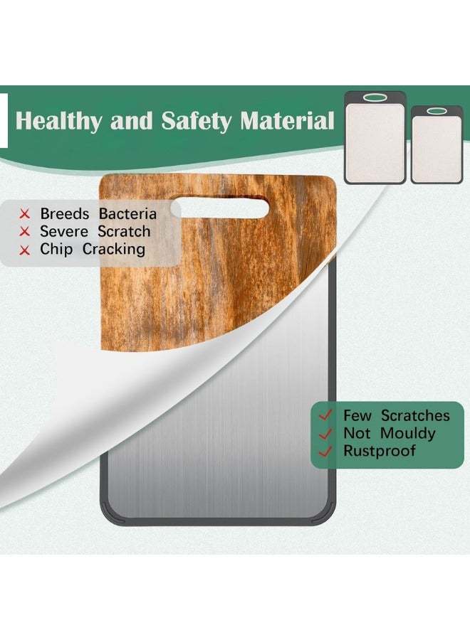 Zimtal Stainless Steel and Plastic Double-Sided Kitchen Chopping Board for Meat, Vegetables, and Fruit; Non-slip, Easy to Clean, Handle with Comfort; Multi-Purpose, Large Cutting Board (Upgraded) - Image 2