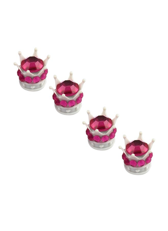 NIBEMINENT 4-Piece Silver Crown Diamond Tyre Valve Caps  - Image 1