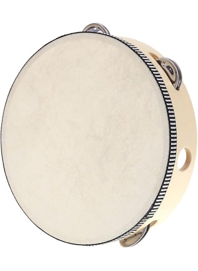 Megarya Megarya 8" Hand Held Tambourine Drum Bell Birch Metal Jingles Percussion Musical Educational Toy Instrument  - Image 1