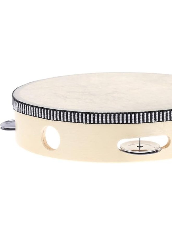 Megarya Megarya 8" Hand Held Tambourine Drum Bell Birch Metal Jingles Percussion Musical Educational Toy Instrument  - Image 3