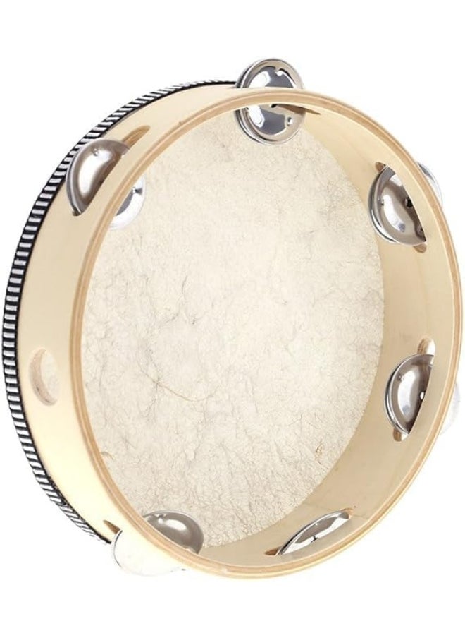 Megarya Megarya 8" Hand Held Tambourine Drum Bell Birch Metal Jingles Percussion Musical Educational Toy Instrument  - Image 4