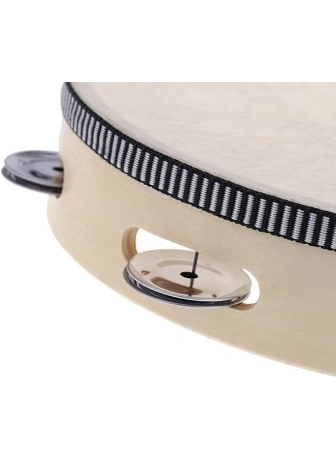 Megarya Megarya 8" Hand Held Tambourine Drum Bell Birch Metal Jingles Percussion Musical Educational Toy Instrument  - Image 2