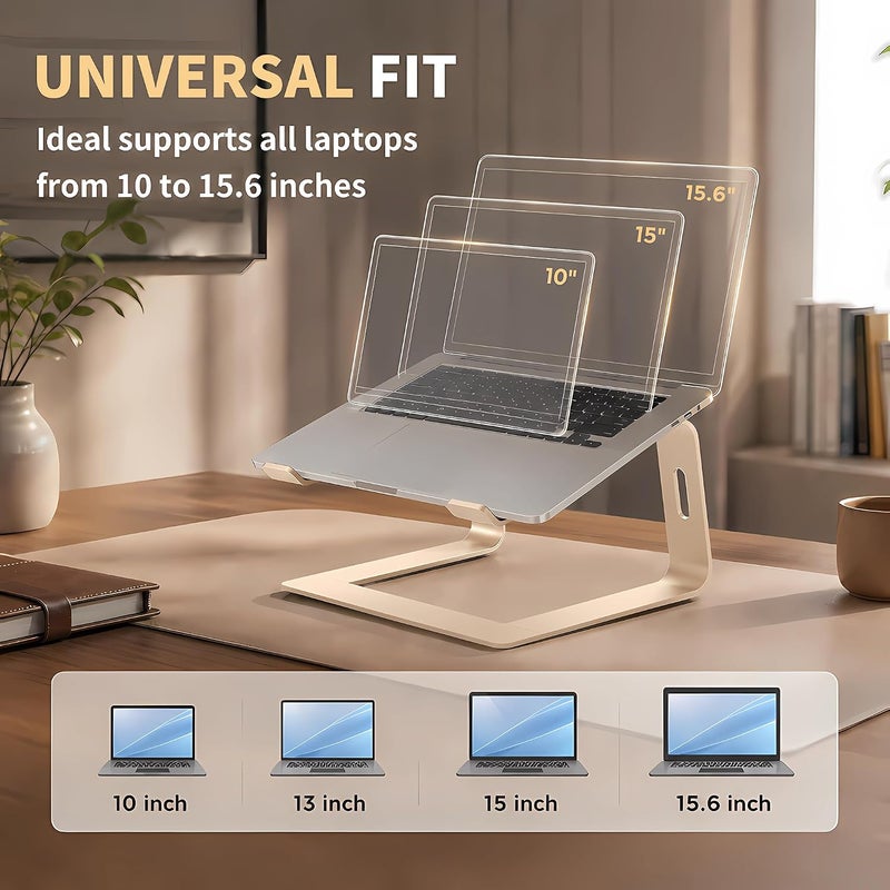 Orionstar حامل كمبيوتر محمول من الألومنيوم، متوافق مع أجهزة Apple Mac MacBook Air Pro من 10 إلى 15.6 بوصة، حامل مريح (ذهبي) - Image 4
