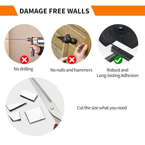 Gunlar 20Pack Hook Loop Tape Heavy Duty, 1x4inch Double Sided Fastener Mounting Strips Reusable Strong Adhesive Interlocking Mounting Tape for Fabric Home Carpet Rug Poster - Image 3