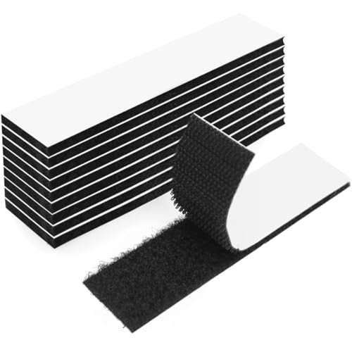 Gunlar 20Pack Hook Loop Tape Heavy Duty, 1x4inch Double Sided Fastener Mounting Strips Reusable Strong Adhesive Interlocking Mounting Tape for Fabric Home Carpet Rug Poster - Image 1