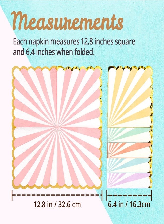 Confettiville Party Paper Napkins, Pastel Scalloped Edge with Gold Foil Luncheon Napkins, 6 Colors, 3-Ply, 100-Sheets, 6.5 x 6.5 Inches - Image 4