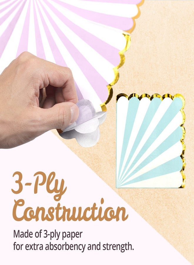 Confettiville Party Paper Napkins, Pastel Scalloped Edge with Gold Foil Luncheon Napkins, 6 Colors, 3-Ply, 100-Sheets, 6.5 x 6.5 Inches - Image 5